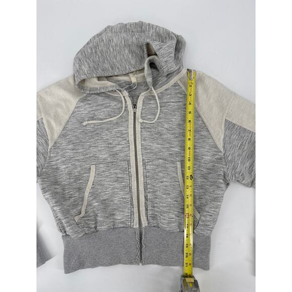Free People Cozy Shadow Boxer Hoodie Zip Gray Cream Colorblock Size Small - Picture 7 of 8